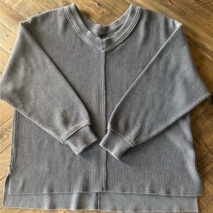 aerie Wonder Textured V-Neck Sweater-Medium